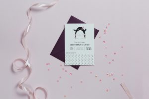zaproszenia slubne papierowagruszka warszawa zaproszenie urodzinowe baletnica pingwin 2 300x200 - A292 -