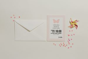 zaproszenia slubne papierowagruszka warszawa zaproszenie urodzinowe rozowy motylek 1 300x200 - A299 -