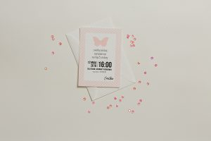 zaproszenia slubne papierowagruszka warszawa zaproszenie urodzinowe rozowy motylek 300x200 - A300 -