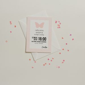 zaproszenia slubne papierowagruszka warszawa zaproszenie urodzinowe rozowy motylek 300x300 - KARTKI OKOLICZNOŚCIOWE -